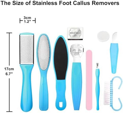 AECW pedicure kit tools arranged inside the portable travel storage case
