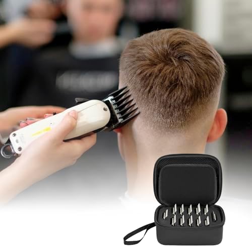 TORIBIO clipper guard holder highlighting the secure upper zippered mesh accessory pocket.