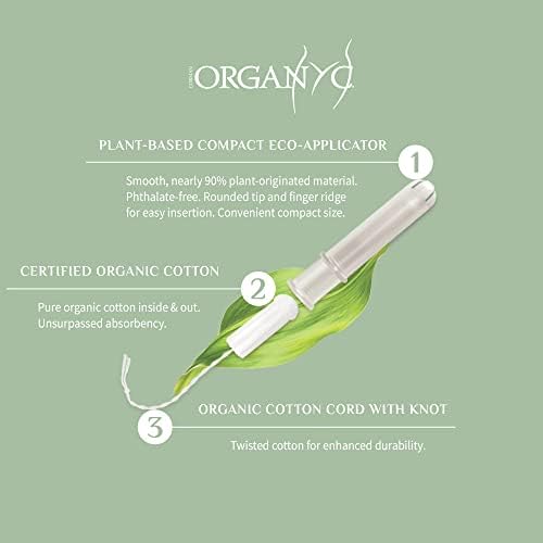Internal view of a single Organyc plant-based applicator and cotton tampon.