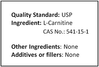 NuSci L-Carnitine supplement facts label nutrition panel