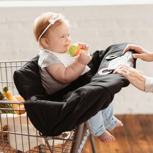 Binxy Baby black cushy cover folded compactly inside its built-in travel storage pouch