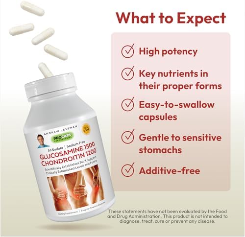 ANDREW LESSMAN Glucosamine 1500 Chondroitin 1200mg - 150 Capsules - 100% Sulfate Form, Research Established Ingredients and Levels for Support of Healthy Joint Tissue. Small Easy to Swallow Capsules - Image 5