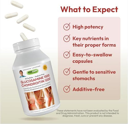 ANDREW LESSMAN Glucosamine 1500 Chondroitin 1200mg - 150 Capsules - 100% Sulfate Form, Research Established Ingredients and Levels for Support of Healthy Joint Tissue. Small Easy to Swallow Capsules - Image 5