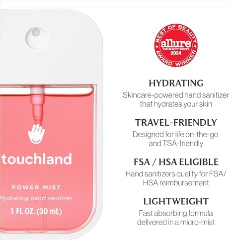 Touchland Hydrating Hand Sanitizer Spray, JUICY Trio Set (Watermelon, Peach, Berry), 1 FL. OZ. Travel Size Power Mist Sprays (Set of 3) - Image 6