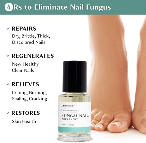 Dermatool medicated nail fungus liquid with brush applicator for easy use.