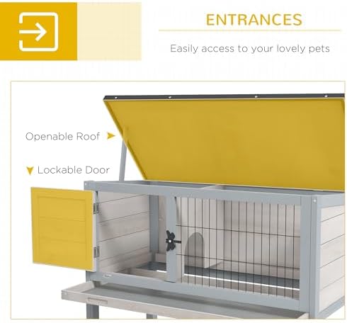 Wooden guinea pig enclosure open hinged roof
