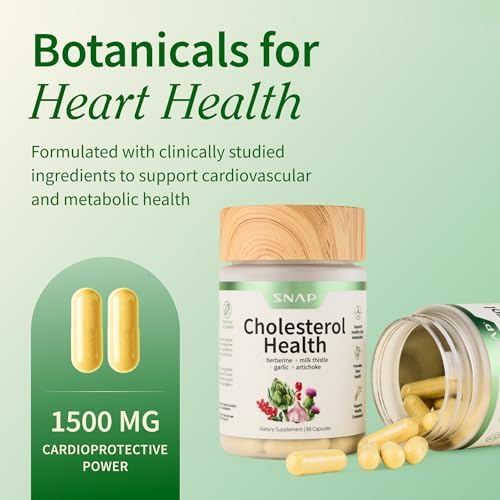 Snap Supplements Cholesterol Health supplement facts label listing berberine and milk thistle
