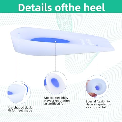 Pair of silicone heel inserts for plantar fasciitis relief placed side by side.