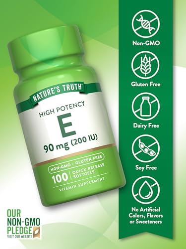 Natures Truth Vitamin E quick release softgels close up