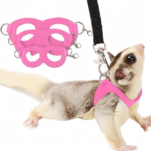 Pink leather small animal harness and leash set