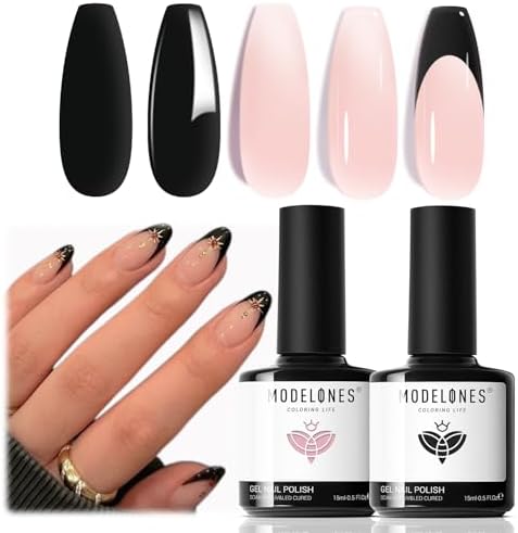 Modelones French Tip Gel Nail Polish Set 2 Pieces front view