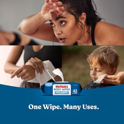 Huggies unscented hypoallergenic extra large body wipes showing packaging texture