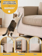 Minyii beige cat scratch mat installed as a replacement pad on a cat tree shelf