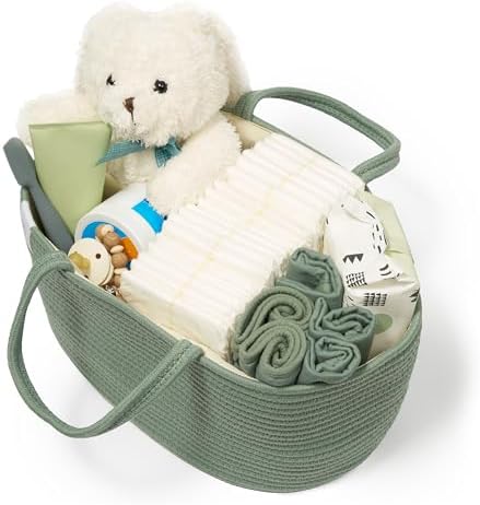 Natemia rope nursery storage bin showing three compartments