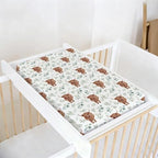 Full layout of western farm animal changing pad cover for baby girls