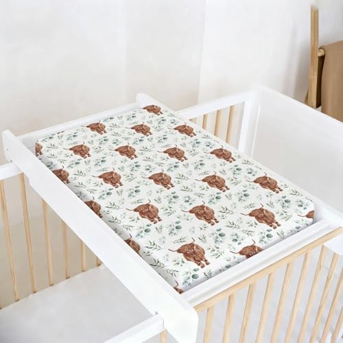 Full layout of western farm animal changing pad cover for baby girls