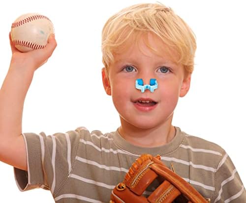 Adult using a Frienda nose clip to stop a nosebleed during sports.