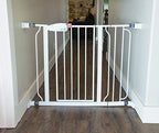 Wall Nanny extender installed on a pressure gate spindle demonstrating how it adds width near a doorway corner.