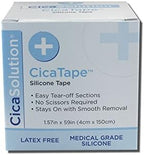 CicaTape silicone scar tape being torn easily by hand without scissors using micro-perforations.
