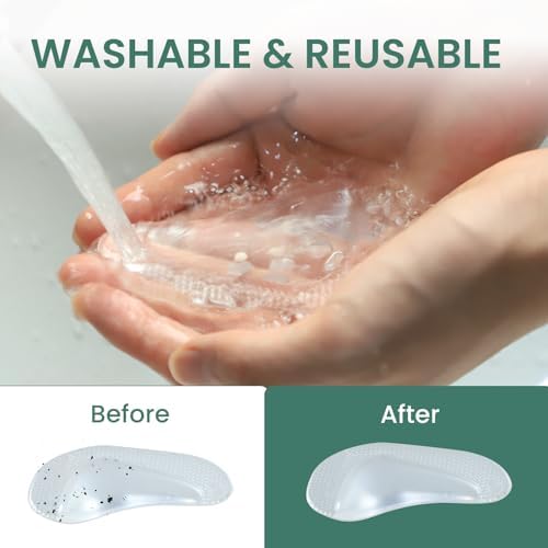 Welnove soft gel heel and arch pads demonstrating flexible and durable material.