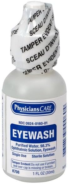 PhysiciansCare sterile isotonic buffered eye irrigation solution for workplace safety