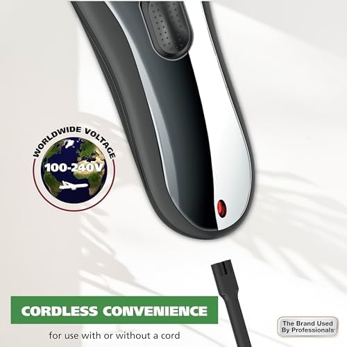 Close up view of the removable rinsable stainless steel blades on the Wahl cordless hair clipper