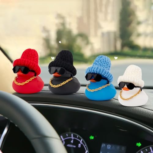 Wonuu car dashboard colorful rubber ducks package contents angle view