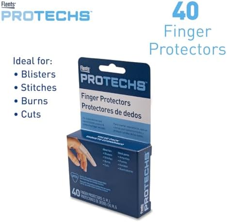 Assorted small medium and large rubber finger cots for blister protection.
