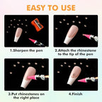 Using the included sharpener to shape the tip of the industrial wax rhinestone applicator pen.