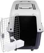Generic imported large dog travel cage open door view highlighting the lock.