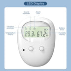 Parent receiver unit for bedwetting alarm showing USB-C charging port