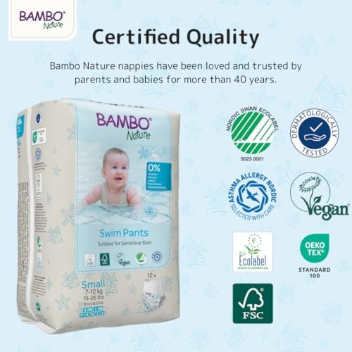 Bambo Nature premium swim nappies showing the convenient easy tear sides functionality