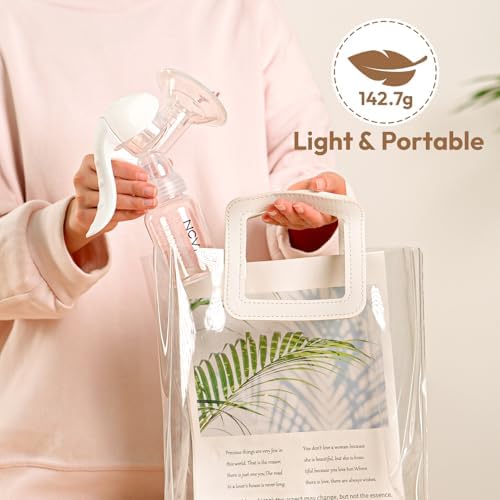 NCVI portable hand operated breast pump side view with four ounce scale lines