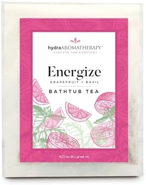hydraAromatherapy Bathtub Tea magenta label and herbs detail