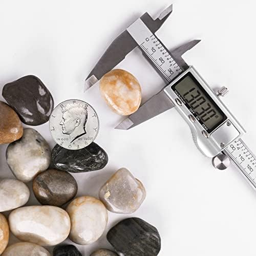 Decorative river rocks inside an indoor glass planter