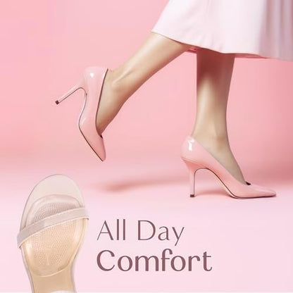 Washable and reusable clear heel inserts for all day comfort.