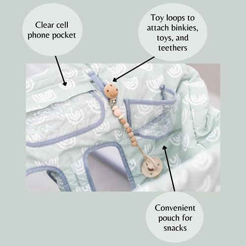 ROKOMO infant grocery carrier cushion folded down into its attached compact carrying bag.