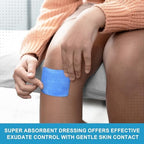 USA-imported super absorbent polymer composite dressing pad being applied to a clean wound area.