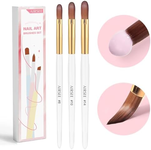 Airsee 3 piece acrylic nail brush set front view