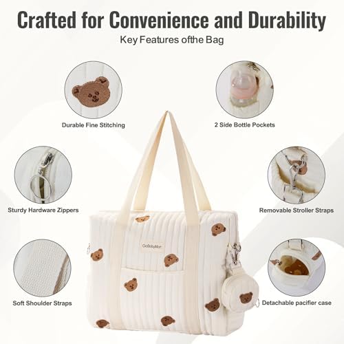 Gobabymart baby nappy bag showing insulated bottle holders.