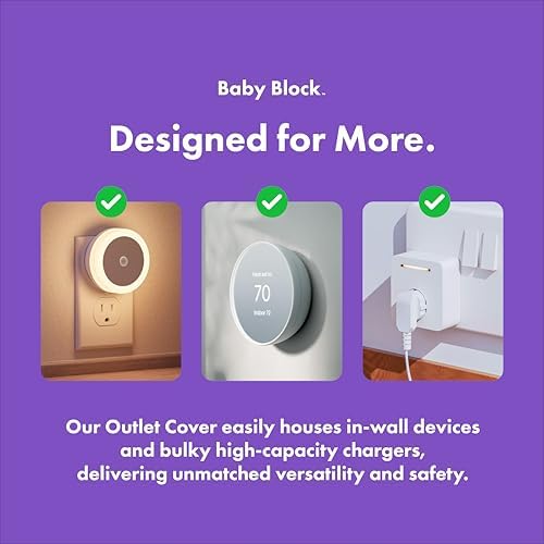 Baby Block extra large outlet cover box protecting bulky power adapter on wall