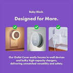 Baby Block extra large outlet cover box protecting bulky power adapter on wall