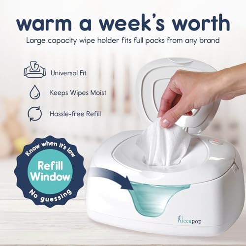 Top-down view of hiccapop baby wipes dispenser with lid open