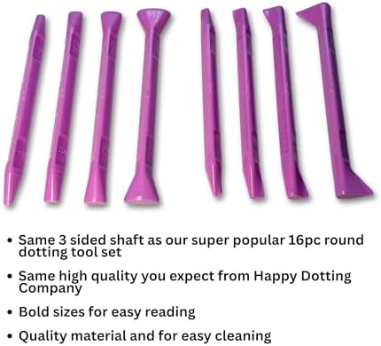 Happy Dotting Company mandala art tools showing size engravings
