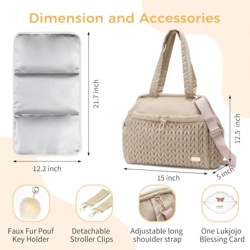 Lukjojo Asha Diaper Bag Tote worn on shoulder with long strap