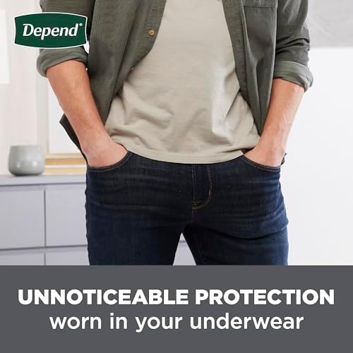 Depend Shields for Men illustrating ultra-thin profile for discreet wear.