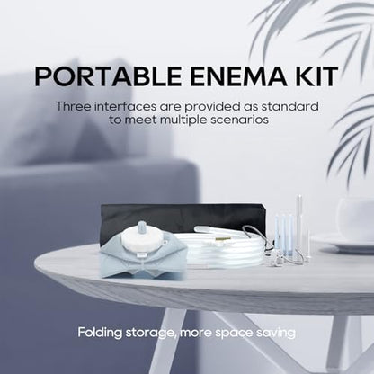 Complete Smokitcen enema kit accessories including metal hanging hook and multiple nozzles.