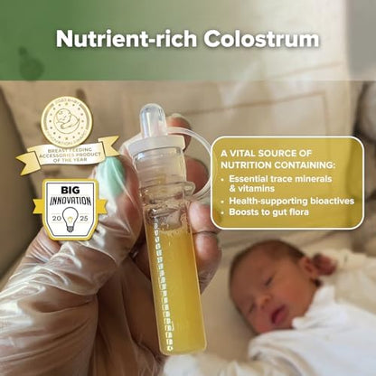 Set of six Haakaa silicone colostrum collector bottles designed for early breastfeeding storage.