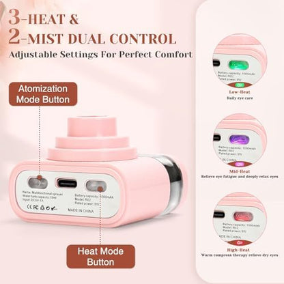 USB rechargeable eye relief device with distilled water tank visible.