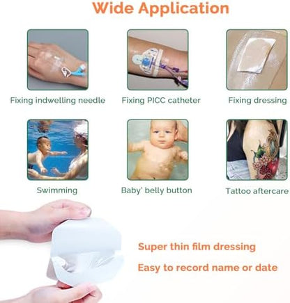 Breathable transparent wound cover bandage applied on skin